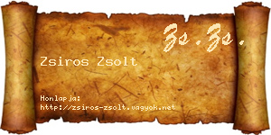 Zsiros Zsolt névjegykártya